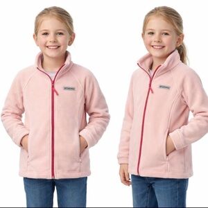 Columbia Girls Pink Fleece Zip Jacket | Cozy Full-Zip | Size S (7/8)